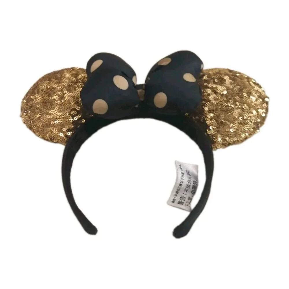 Headband Minnie Mouse Ears Japan Tokyo Disney Gold Sequin Bow Polka Dot